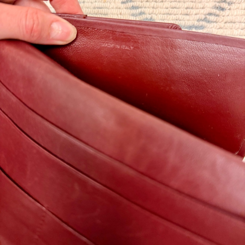 CARTIER Vintage Unisex Must de Cartier Bordeaux Calfskin Long Slim Wallet W Gold - Picture 13 of 16
